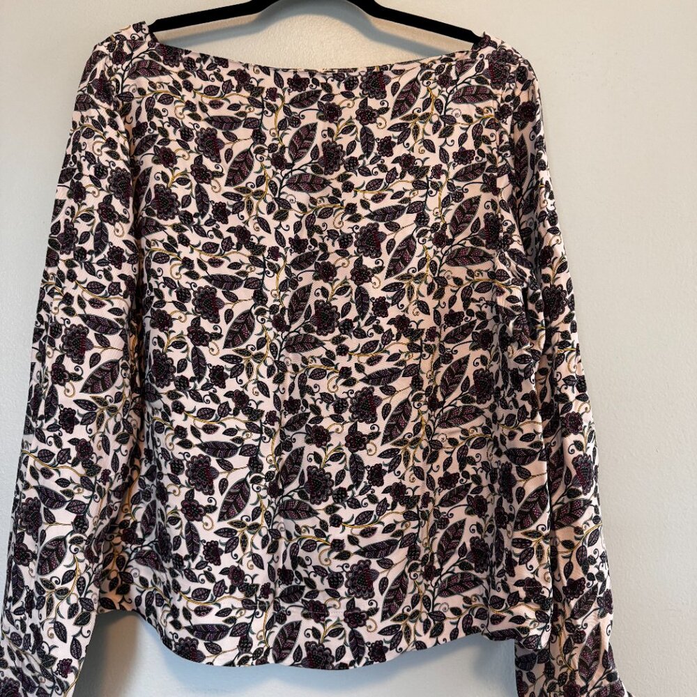 Women’s Drapey Floral Boat Neck Top – Size Large - MF0226 - Picture 4 of 10